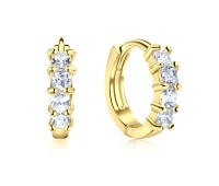Gold Plated CZ Stone Huggies Earring STHG-04-GP